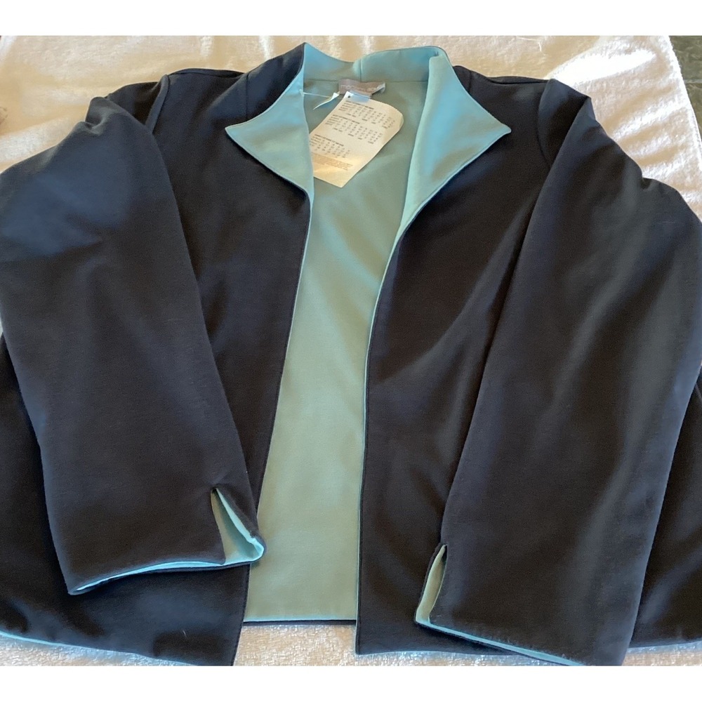 Modern Soul Reversible Open Front Jacket Light Blue/Blue Size L Soft NWT - Picture 4 of 5